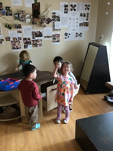 children playing in classroom