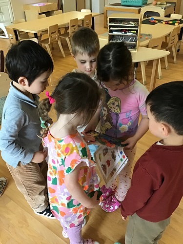 children playing in classroom
