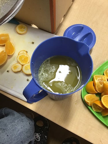 A pitcher of home made orange juice 