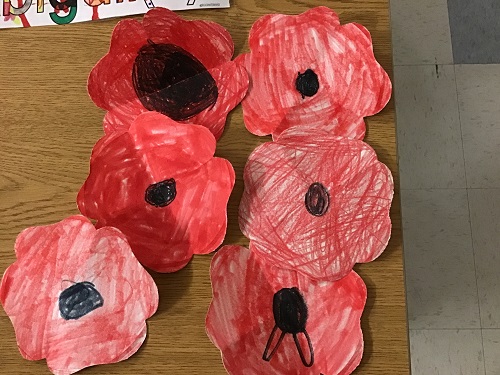 Paper poppies created by children