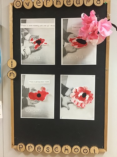 Preschool remembrance day board