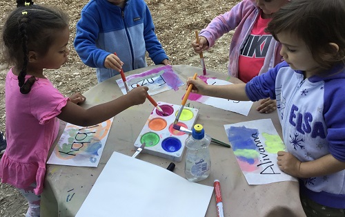 Children painting their names