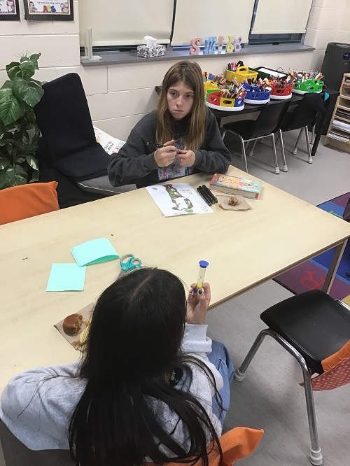 children working on a poster