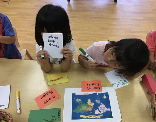 Child showing their created passport. 