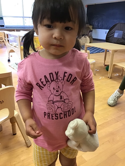 Child wearing their "Ready for Preschool," T-shirt