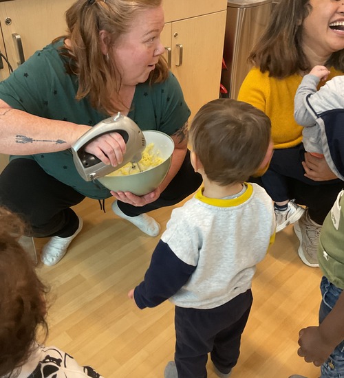 mixing with the beater