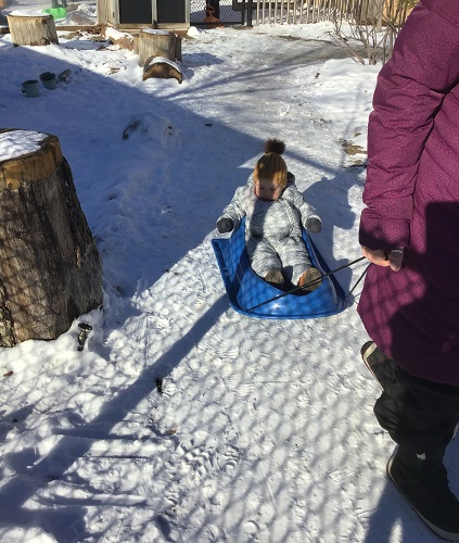Getting pulled in a sled